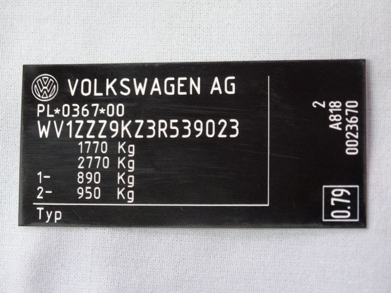 Tabliczka znamionowa Volkswagen z laminatu naklejki 85 x