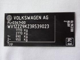 Tabliczka znamionowa Volkswagen z laminatu naklejki 85 x 40 mm