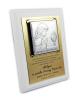 Pamiątka Komunii dla dziewczynki - srebrny obrazek na złotym laminacie i białym podkładzie