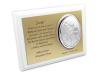 Pamiątka Komunii dla dziewczynki - srebrny obrazek i złoty laminat na białym podkładzie