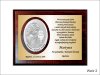 Pamiątka Komunii dla dziewczynki - srebrny owalny obrazek 6571/1XA na podkładzie drewnianym