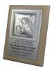 Pamiątka Chrztu - srebrny obrazek z Aniołkiem na srebrnej tabliczce i jasnym podkładzie