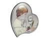 Pamiątka I Komunii Św. dla chłopczyka - kolorowy srebrny obrazek w sercu DS03/CO z grawerem
