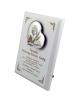 Pamiątka I Komunii Świętej - kolorowy srebrny obrazek serce na białym podkładzie z grawerem