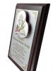 Pamiątka I Komunii Świętej - kolorowy srebrny obrazek serce na brązowym podkładzie