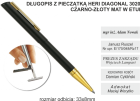 Długopis z pieczątką Heri Diagonal 3020 czarno-złoty